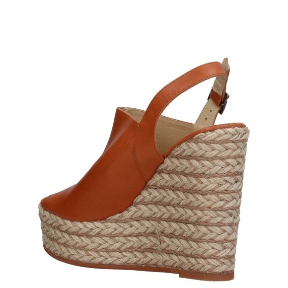 New ESPADRILLES Camel Leather Peep Toe Wedge EU39 - Picture 3 of 3